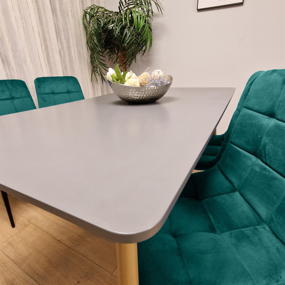 Kosy Koala 4 Seater Wooden Dining Table Set Grey and Green Image 2