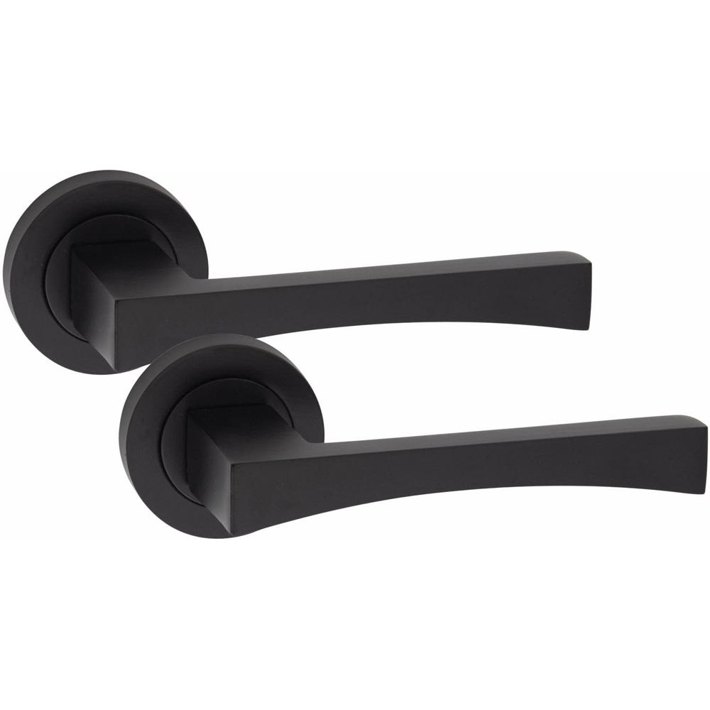 Golden Grace Matt Black Wave Latch Door Handles Set 52mm 5 Pack Image 3