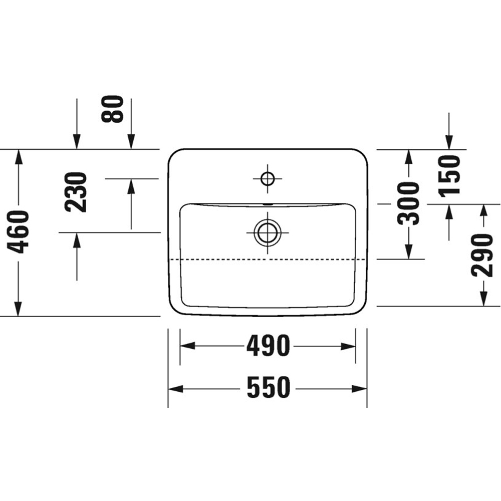 Duravit No.1 White High Gloss Semi-Recessed Wash Basin 550 x 460mm Image 2