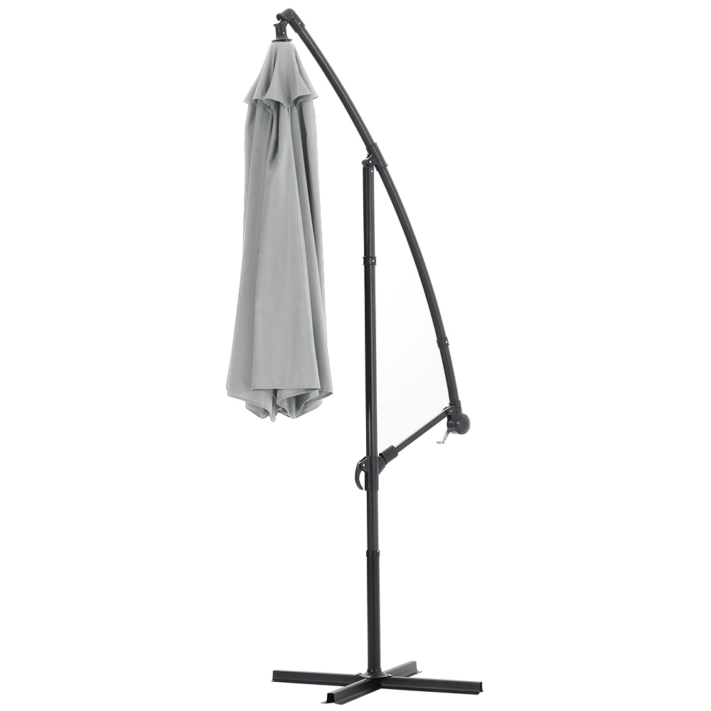 Living and Home Light Grey Crank and Tilt Parasol with Cross and Fillable Base 3m Image 5