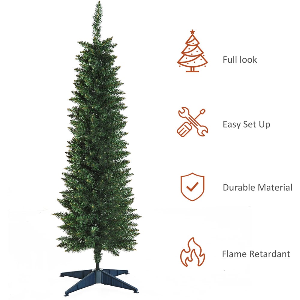 Everglow Green Artificial Christmas Pine Tree with Plastic Stand 4.9ft Image 5