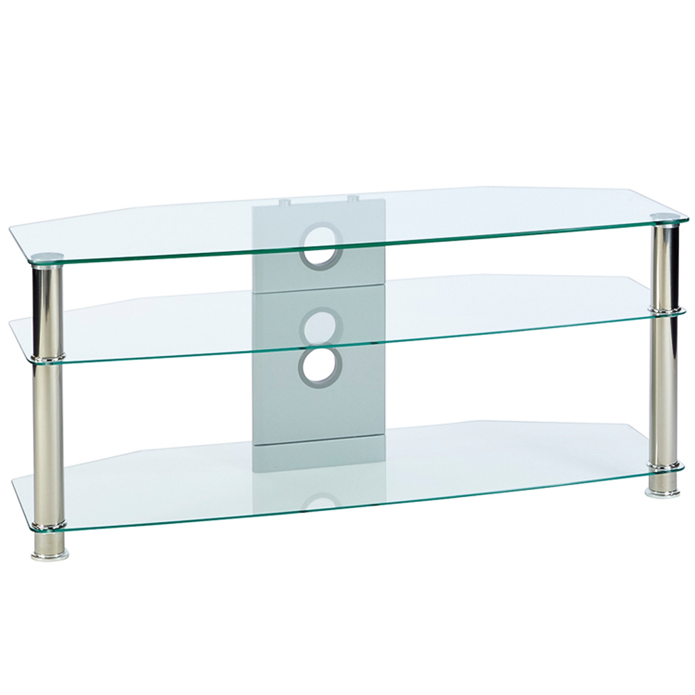 MMT Furniture Designs 2 Shelf Clear Glass Corner TV Unit Image 5
