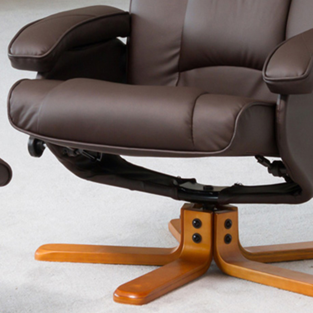 Artemis Home Severn Brown Massage and Heat Swivel Recliner Chair with Footstool Image 2
