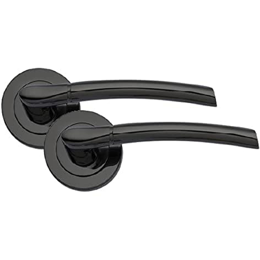 Golden Grace Polished Black Nickel Indiana Modern Door Handle Set Image 3