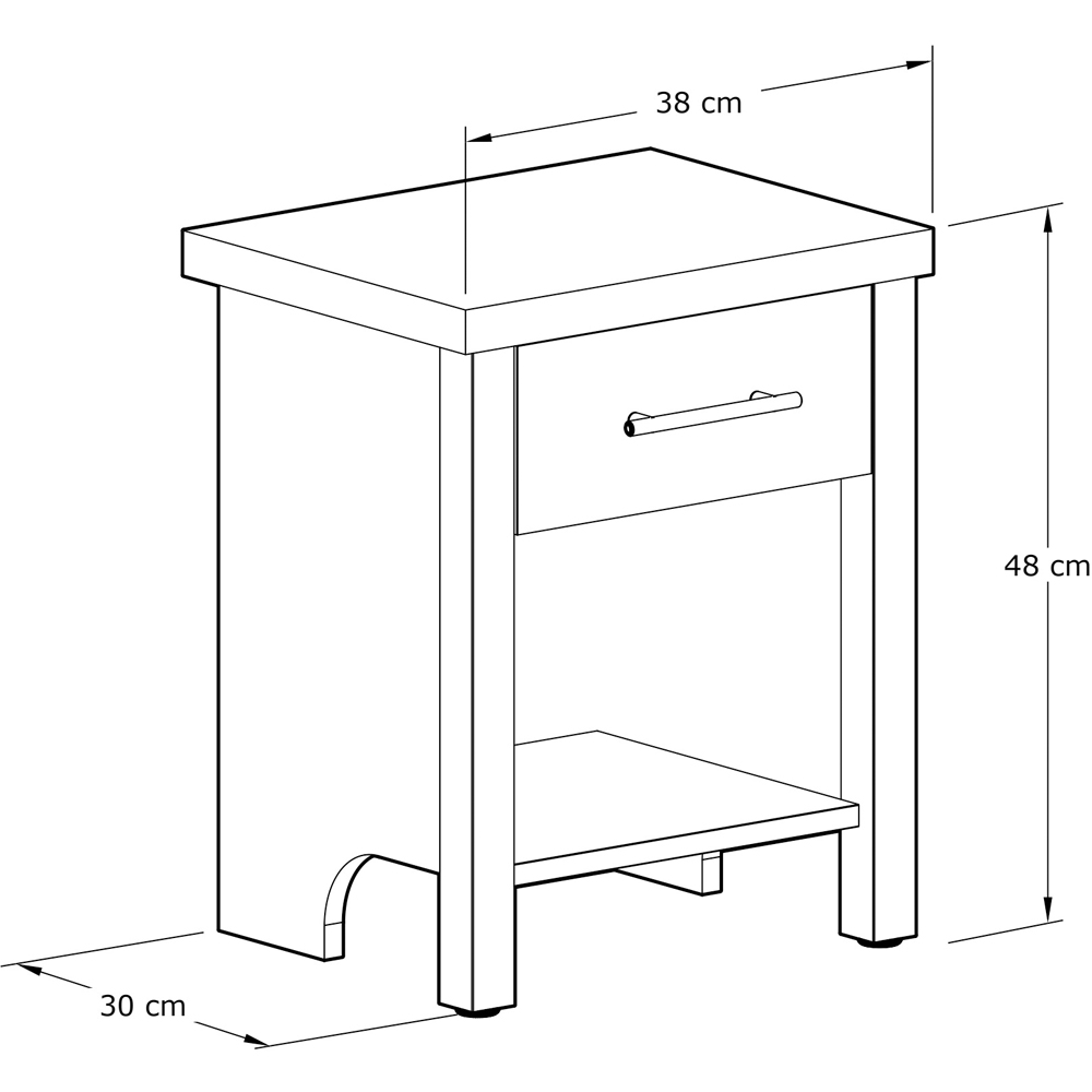 GFW Cascina Single Drawer Single Shelf Oak Bedside Table Image 6