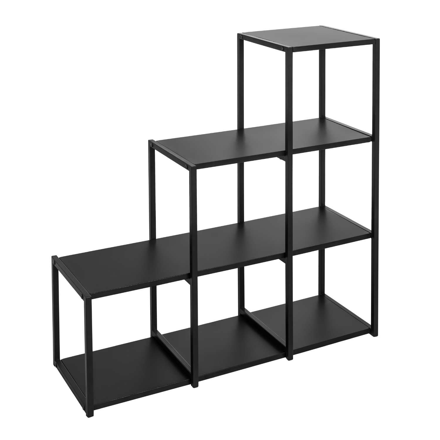Metal Six Hole Step Shelving Unit - Black Image 2