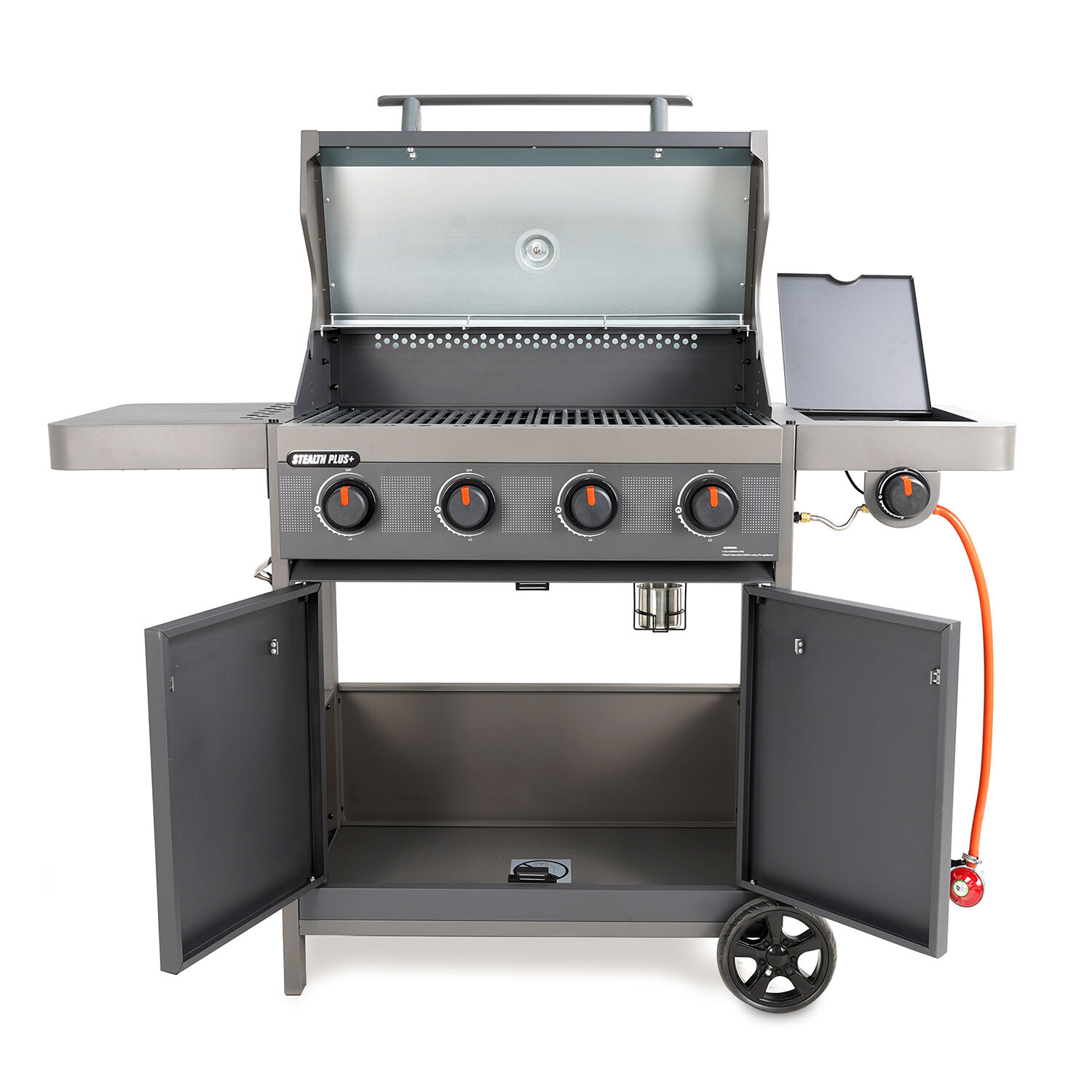 Cubal 4 Burner Gas BBQ with Side Burner - Black Image 5