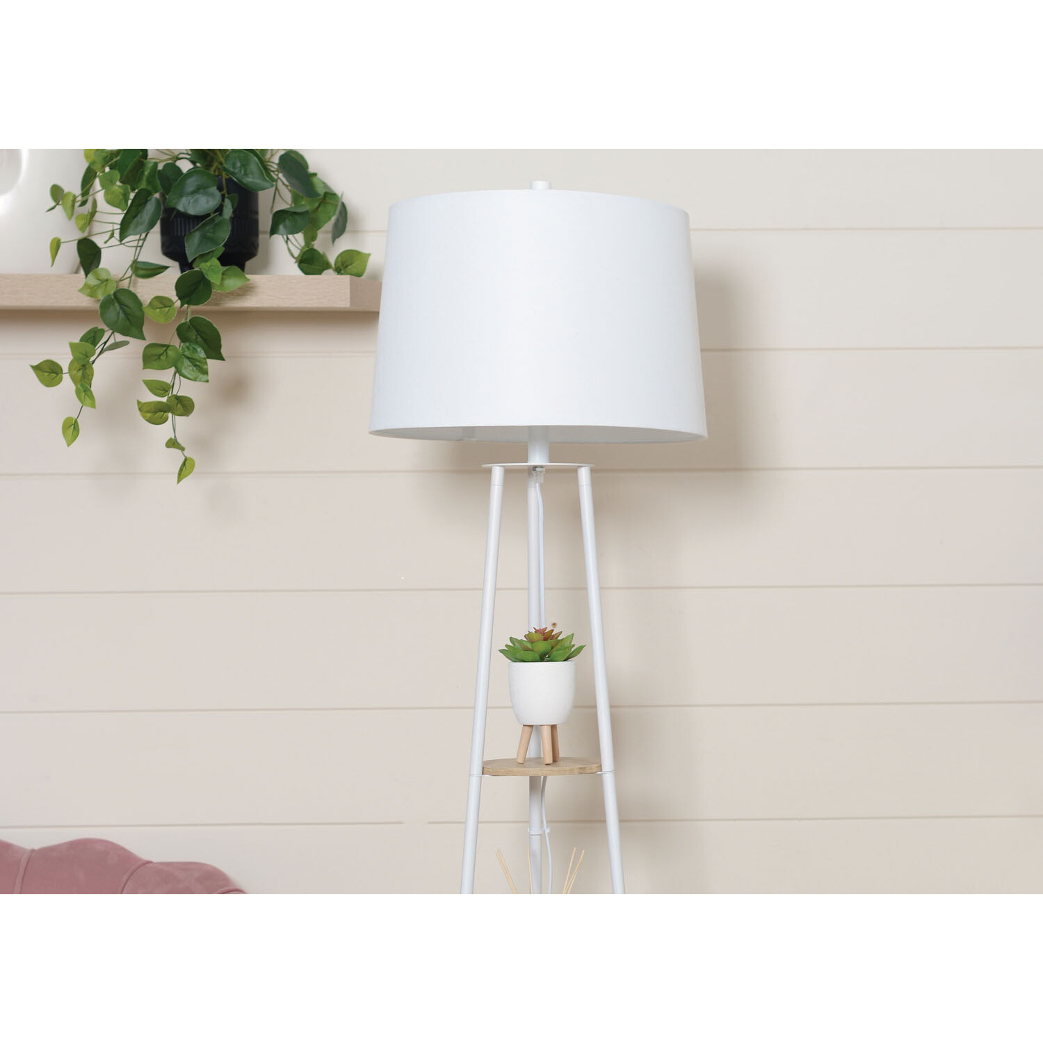 Evie White Shelf Floor Lamp Image 6