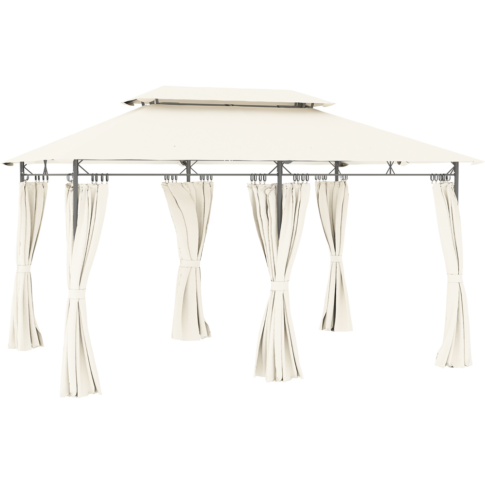 Outsunny 3 x 4m White Double Roof Metal Garden Gazebo with Sides Image 2