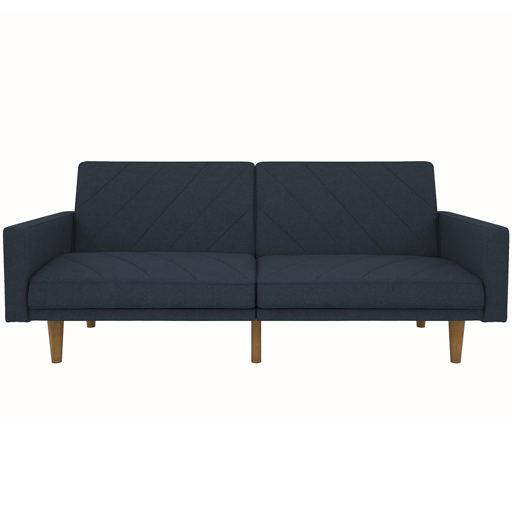 Dorel Paxson 3 Seater Linen Navy Blue Sofa Bed with Wooden Feet | Homebase