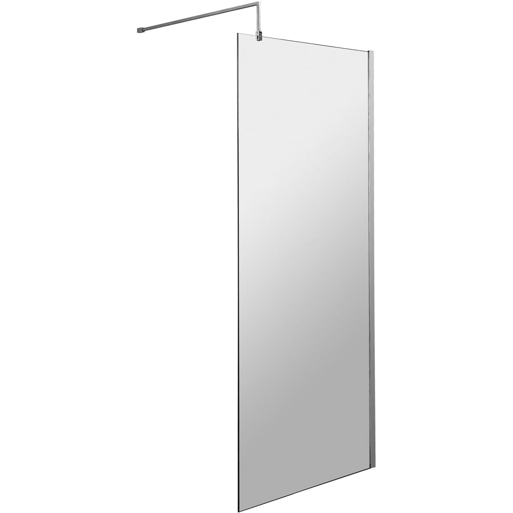 nuie Polished Chrome Wetroom Screen and Support Bar 760mm Image 1