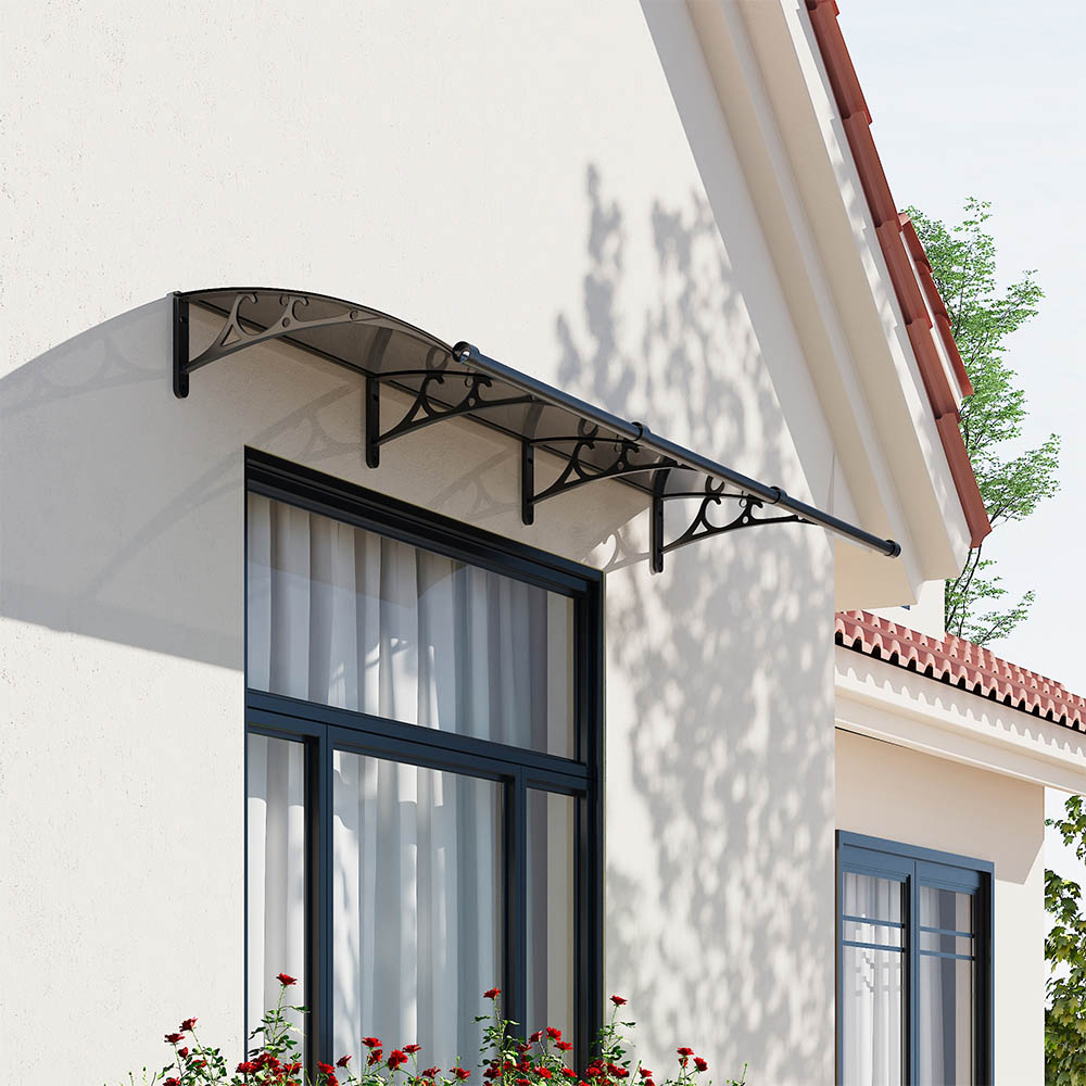 Living and Home Dark Grey Curved Door and Window Canopy 2.4 x 0.8m Image 8