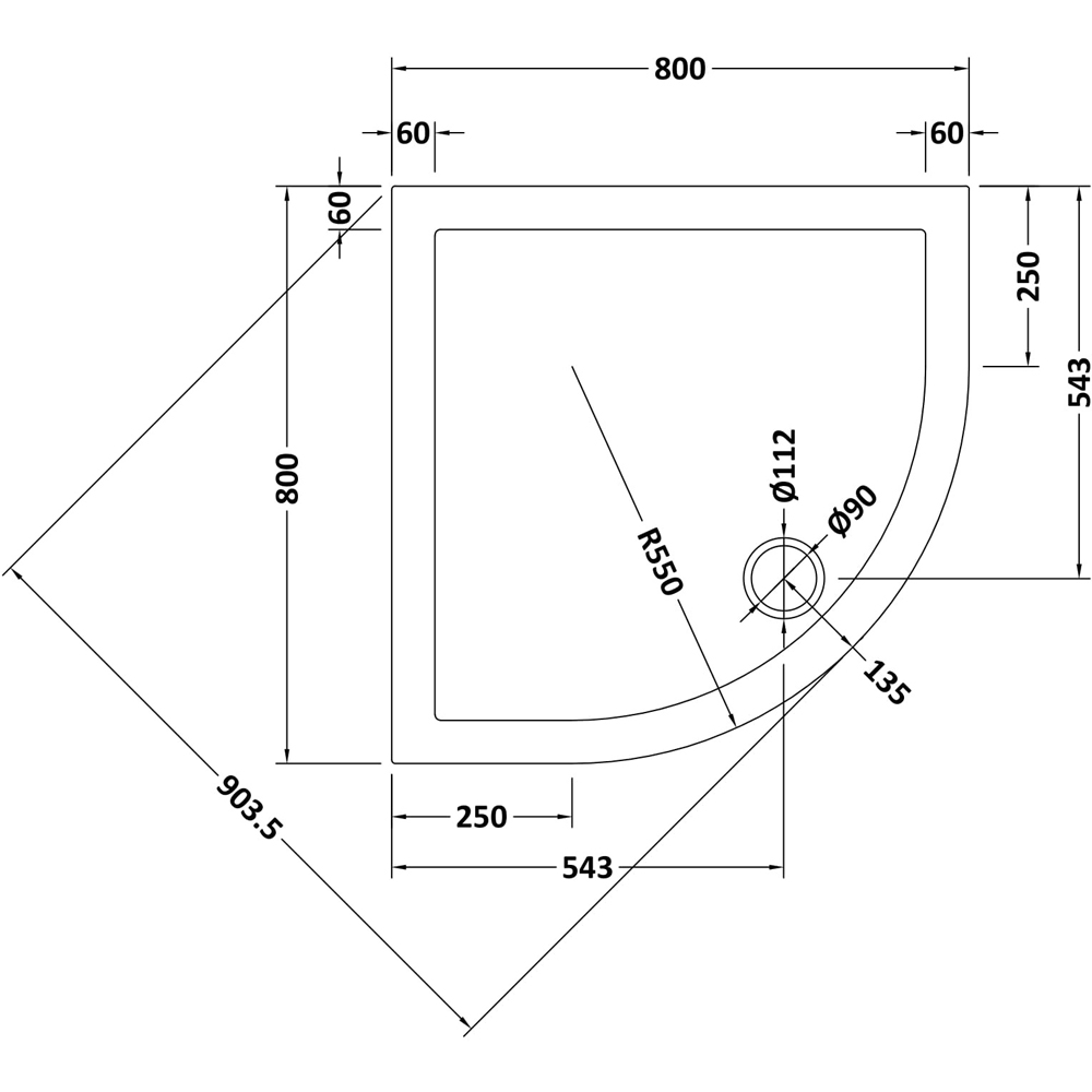 nuie White Slip Resistant Quadrant Shower Tray 800 x 800mm Image 2