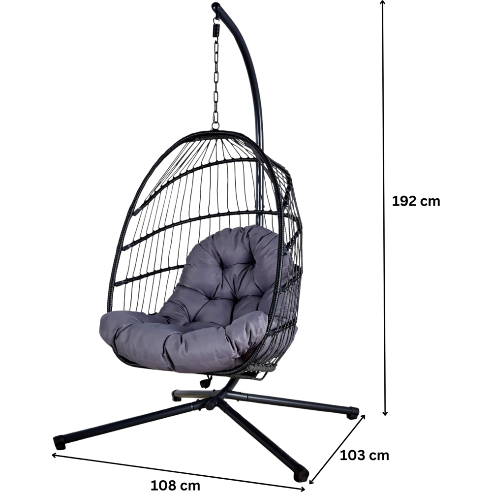 Home Source Breeze Dark Grey Cushioned Hanging Egg Chair Image 6