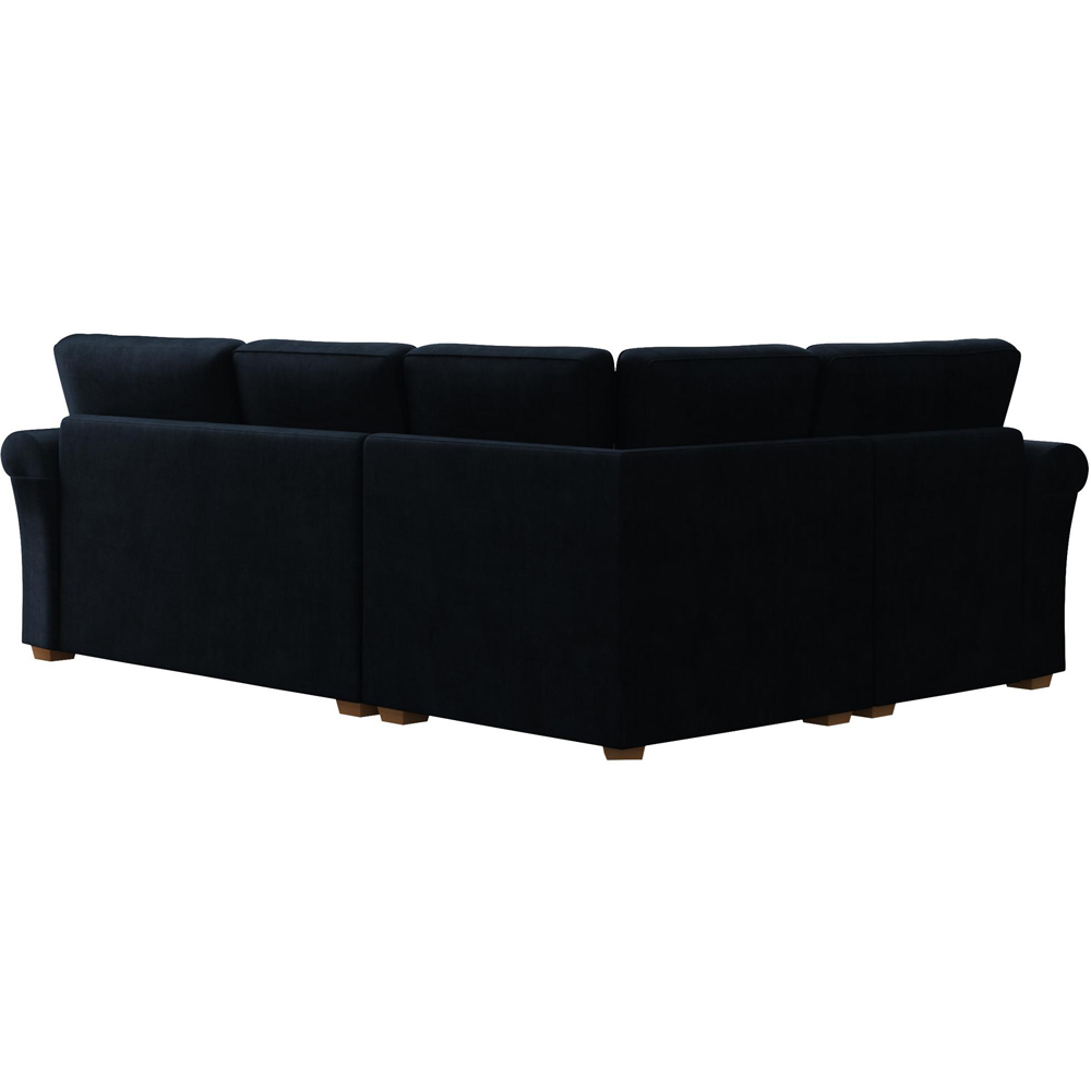 Castleacre 3 Seater Royal Blue Plush Velvet Right Hand Fixed Back Corner Sofa Image 4