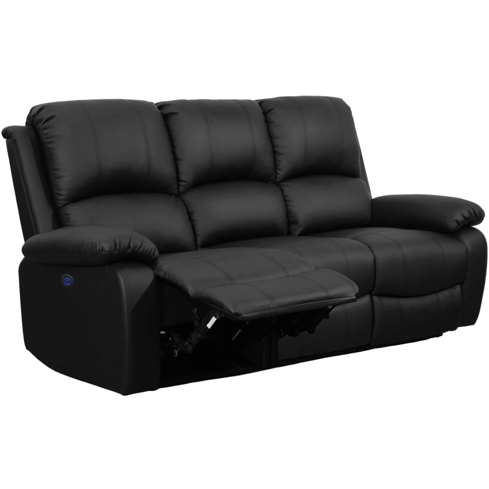 Comfy Living 3 Seater Black PU Leather Electric Recliner Sofa Image 3
