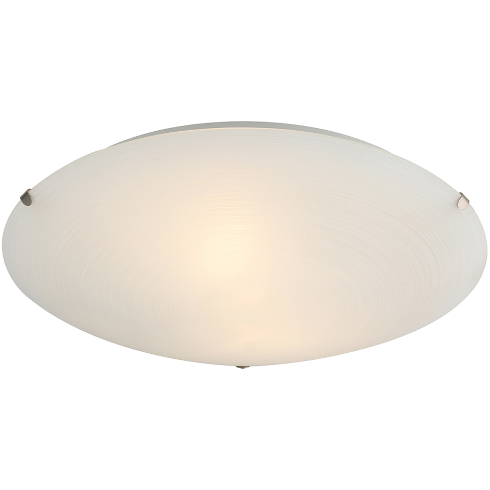 Happy Homewares Frosted White Flush Glass Ceiling Light with Soft Swirl Decoration Image 3