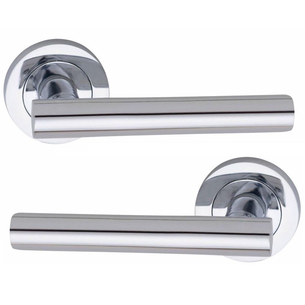 Golden Grace Polished Chrome Straight T-Bar Door Handle Pair with Spindle and Fixing 6 Pack Image 3