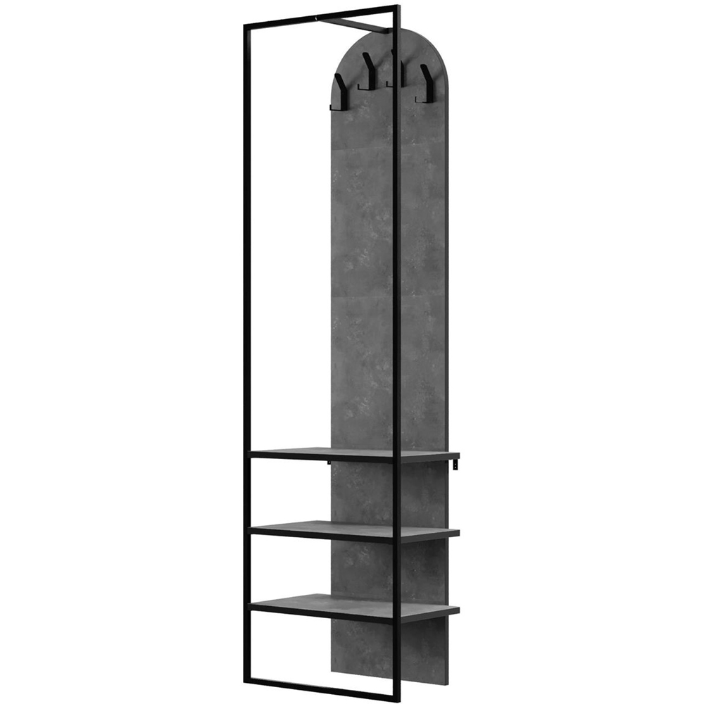 FWStyle Archy 3 Shelf Retro Grey Coat Rack Stand with Shoe Storage Image 2