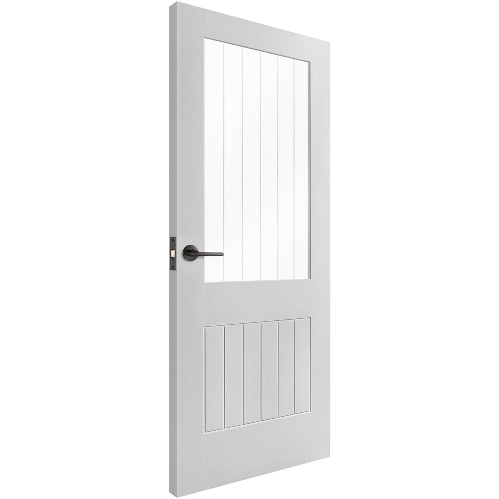 White Primed 1 Light Etched Lined Clear Glass Cottage Internal Door 1981 x 762 x 35mm Image 3