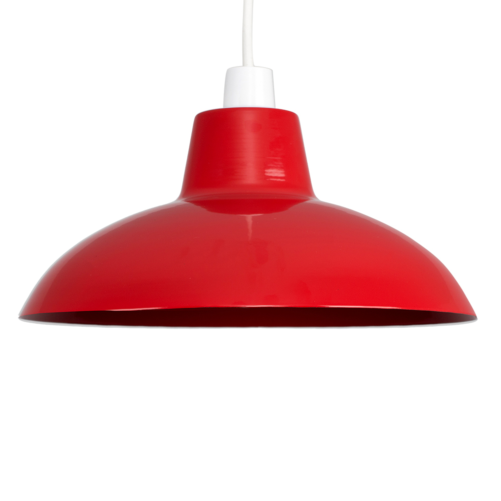ValueLights Civic Red Retro Pendant Light Shade Image 1