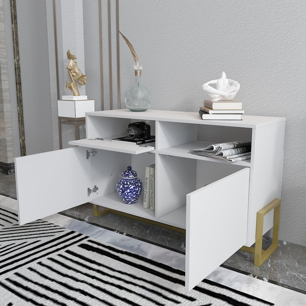 Decorotika Utopie 3 Door Singe Shelf White Modern Storage Cabinet Image 6