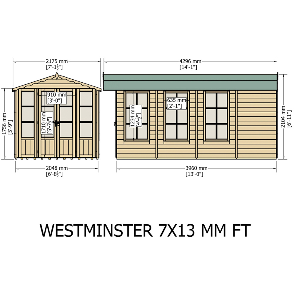 Shire Westminster 13 x 7ft Double Door Summerhouse Image 9