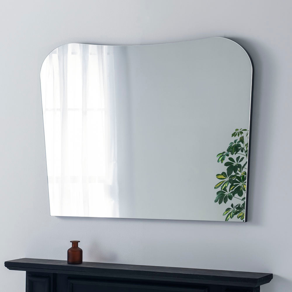 Yearn Contemporary Black Curved Overmantle Mirror 78 x 106cm Image 2