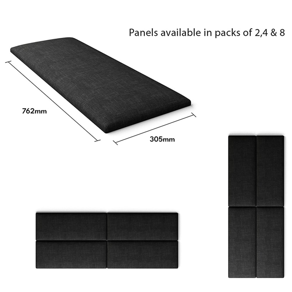 Aspire EasyMount Ebony Black Malham Weave Upholstered Wall Mounted Headboard Panels 8 Pack Image 5