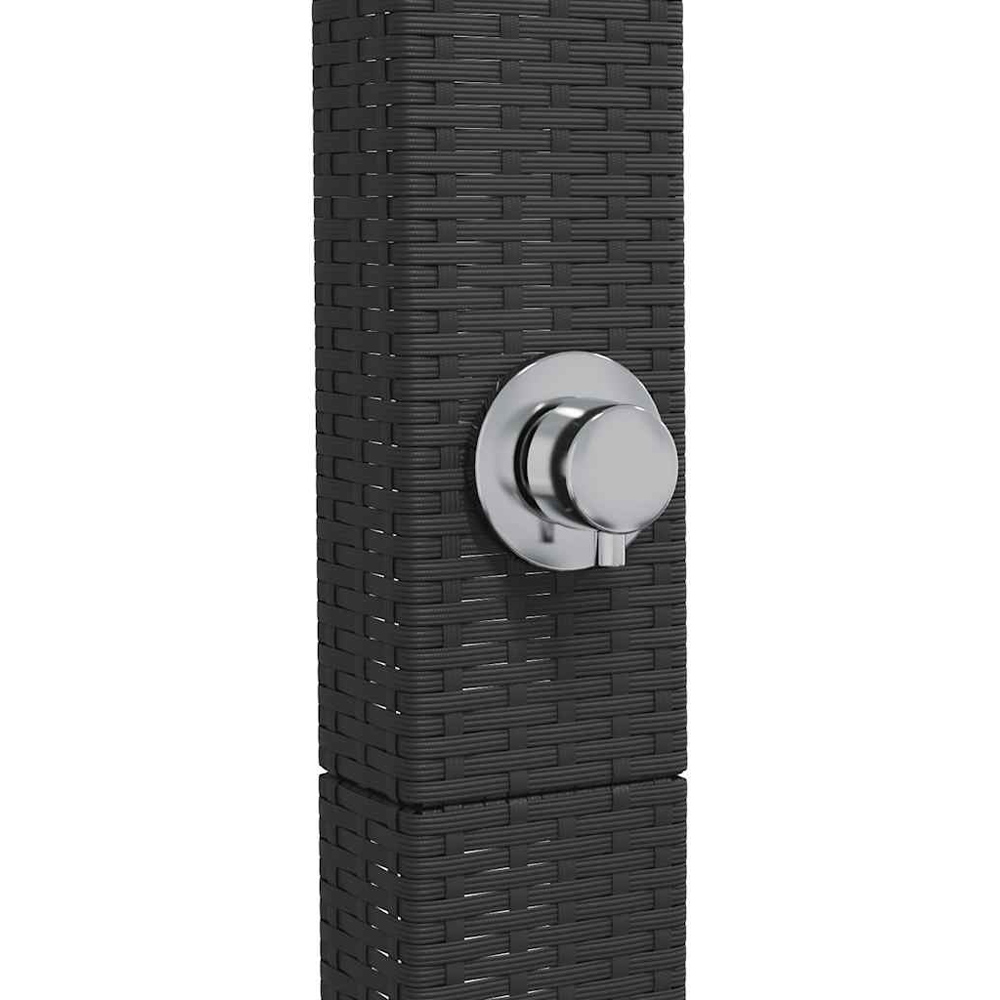 Wallplus Black Poly Rattan and Acacia Wood Outdoor Shower with PVC Hose and Alloy Handle 224cm Image 7
