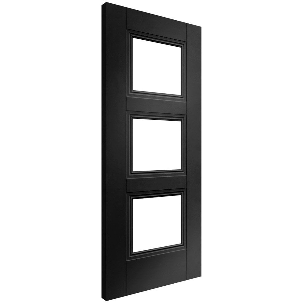 Elegance Ripley Jet Black Fully Finished 3 Light Clear Glass Internal Door 1981 x 762 x 35mm Image 3