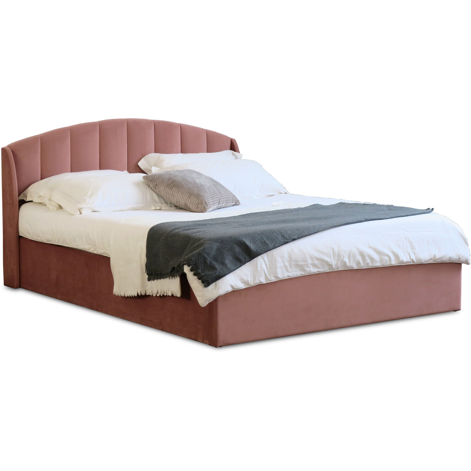 Grace Super King Blush Velvet EffectOttoman Storage Bed Frame Image 5