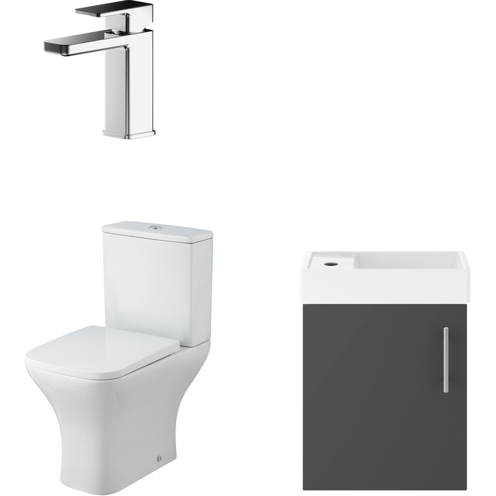 nuie Vault 400mm Gloss Grey Wall Hung Unit with WC and Tap Image 2