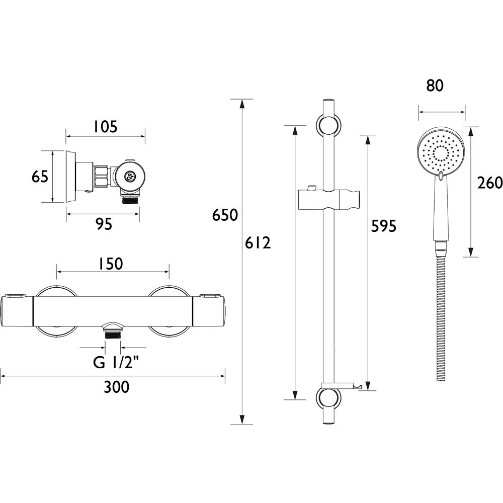 Bristan Frenzy Chrome Cool Touch Thermostatic Bar Mixer Shower with Handset Image 9