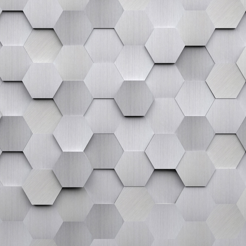 Origin Murals Metal Hexagons Grey Wall Mural Image 2