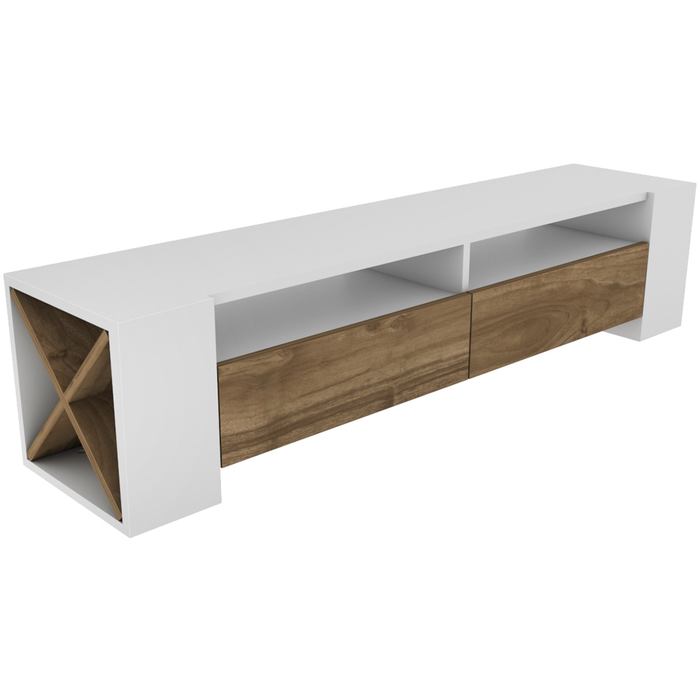 Decorotika Sosruko 2 Door 10 Shelf White and Walnut TV Unit Image 2
