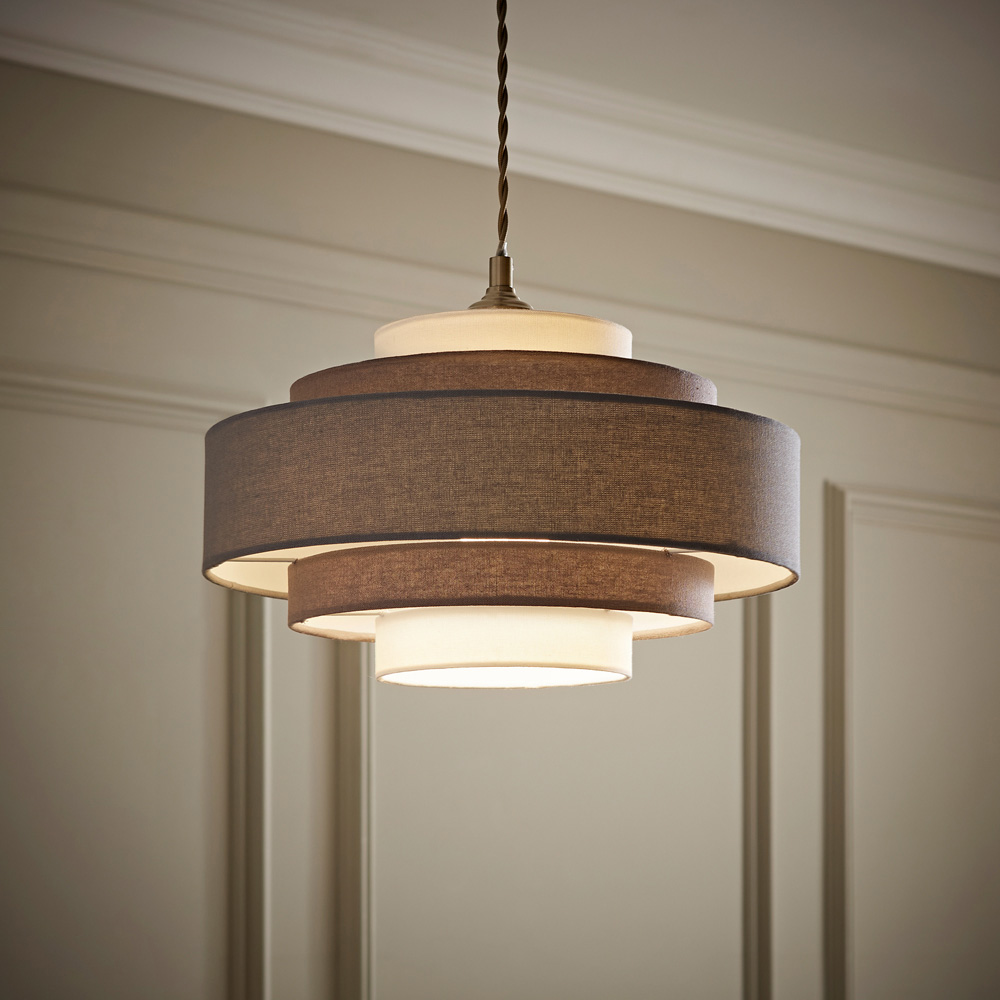 ValueLights Hampshire 5-Tier 3 Tone Grey Fabric Ceiling Pendant Lamp Shade Image 6