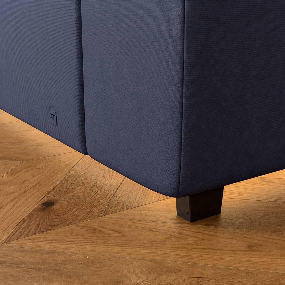 XR Living Maisie King Navy Blue Velvet Ottoman TV Bed with LED Under Frame Image 5