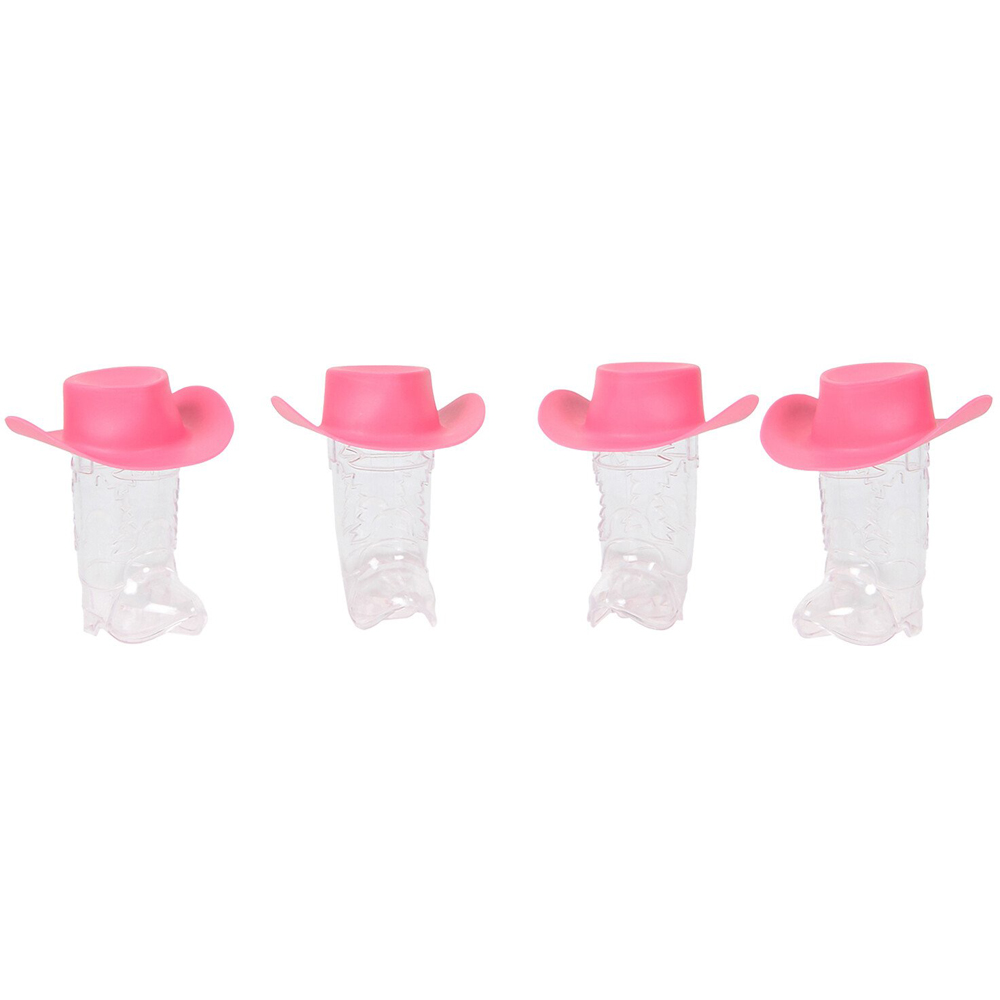 Pack of 4 MY Cowboy Boot Shape Shot Glass - Clear and Pink Image 4