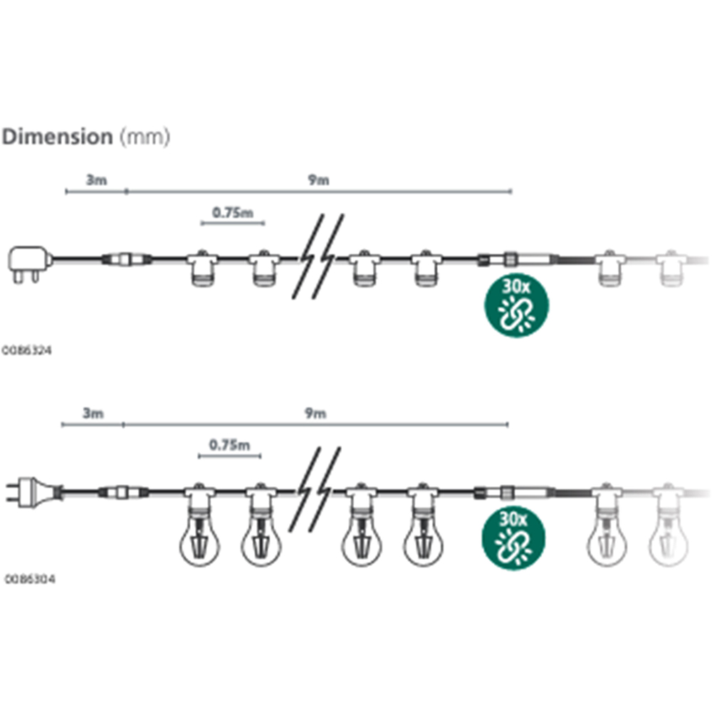 Sylvania YourHome 9m 12 Bulb Holder Outdoor Extendable Festoon String Light Image 7