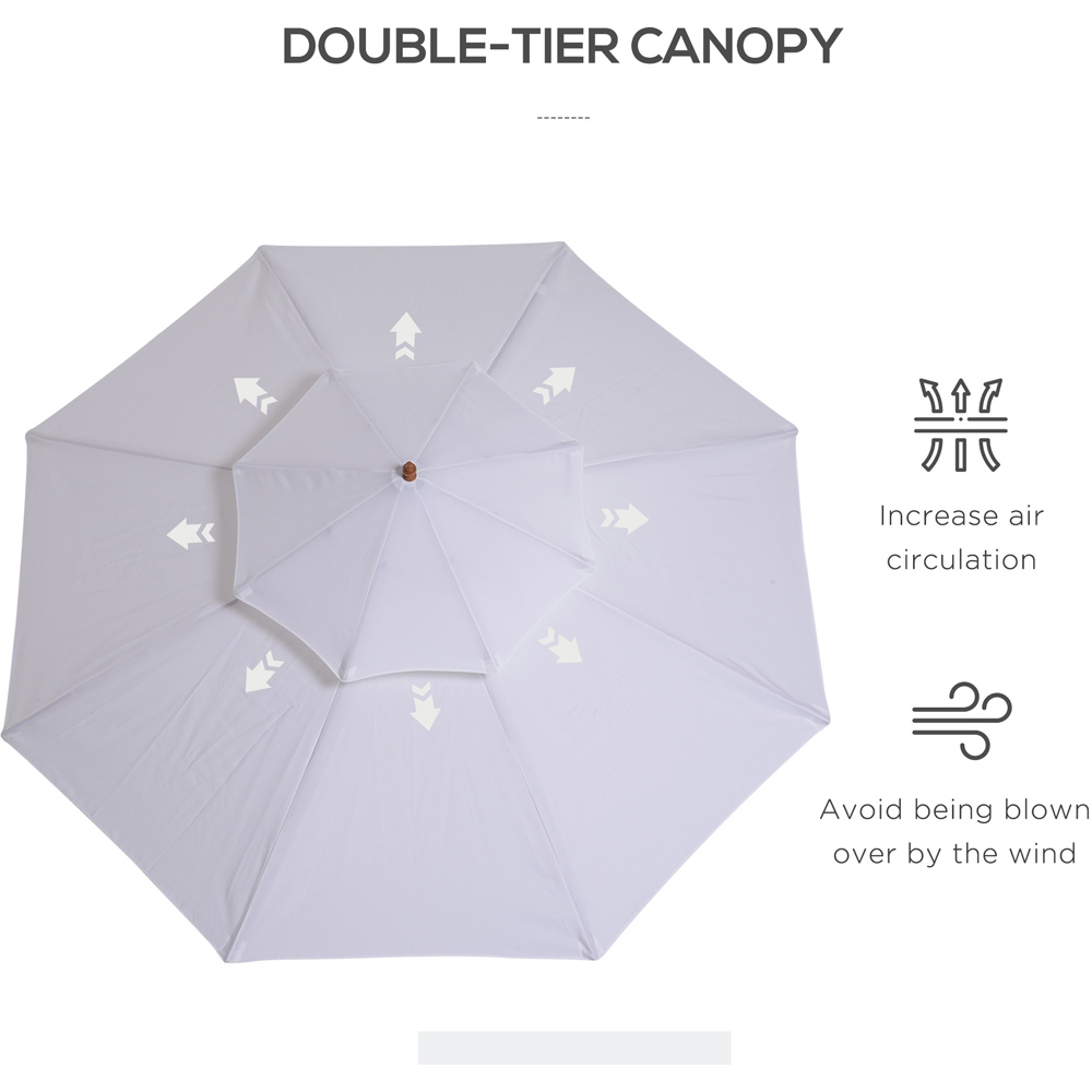 Outsunny White Double Tier Crank Handle Parasol 2.7m Image 6