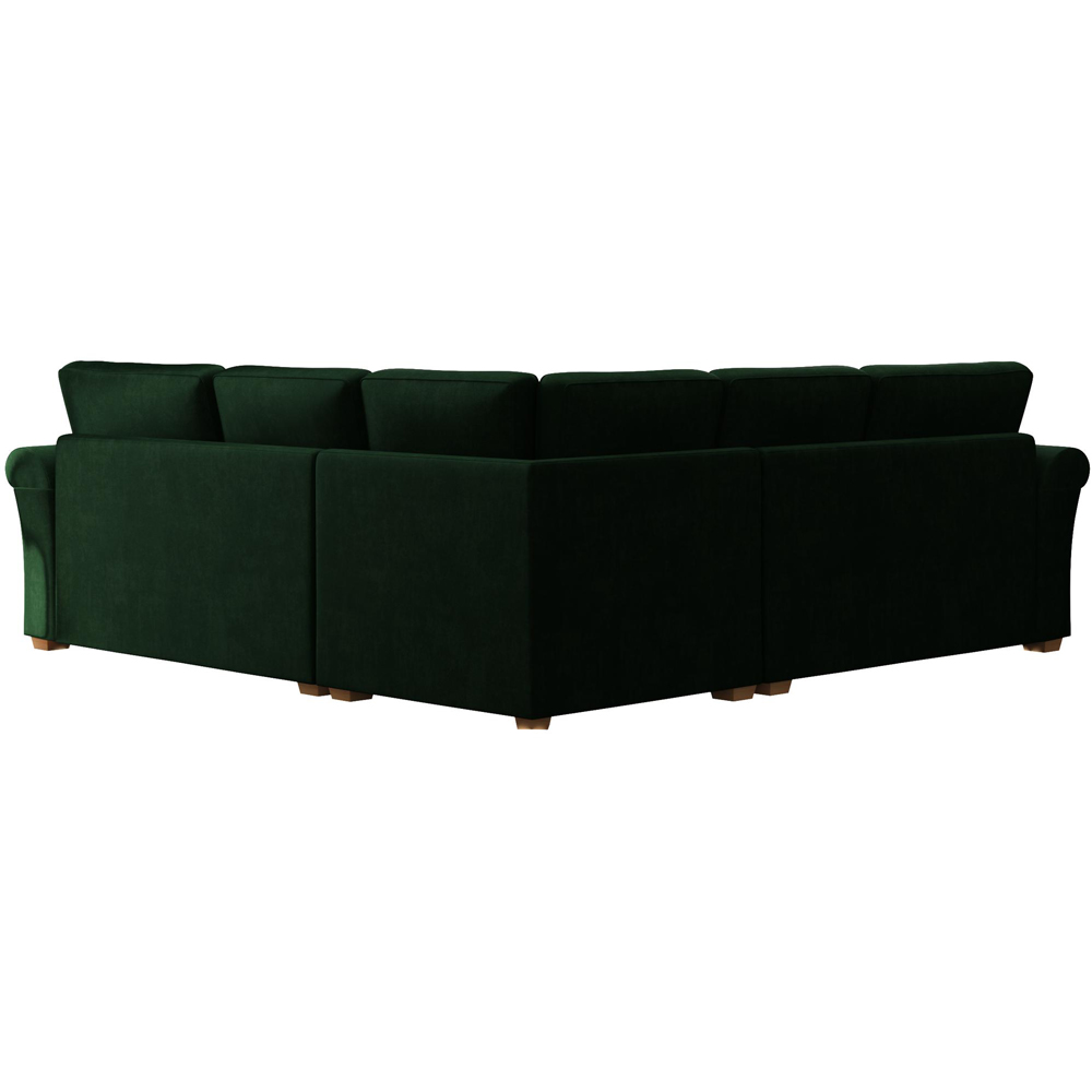 Castleacre 4 Seater Forest Green Plush Velvet Fixed Back Corner Sofa Image 4
