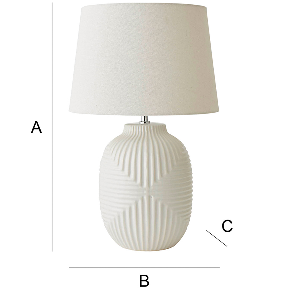 ValueLights Harrison Taper Shade White Geo Ribbed Pattern Gloss Large LED Table Lamp Image 7