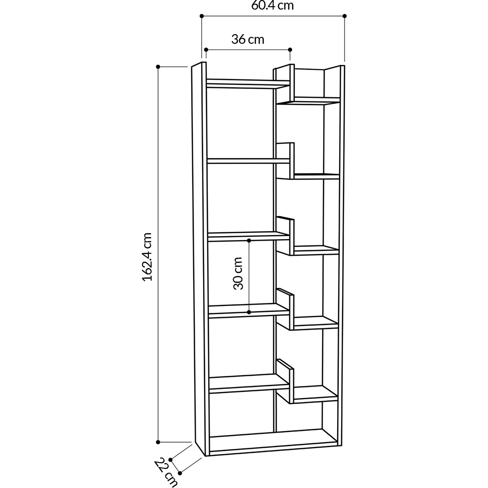 Decortie Oppa Oak and White 5 Zigzag Shelf Bookcase Image 7