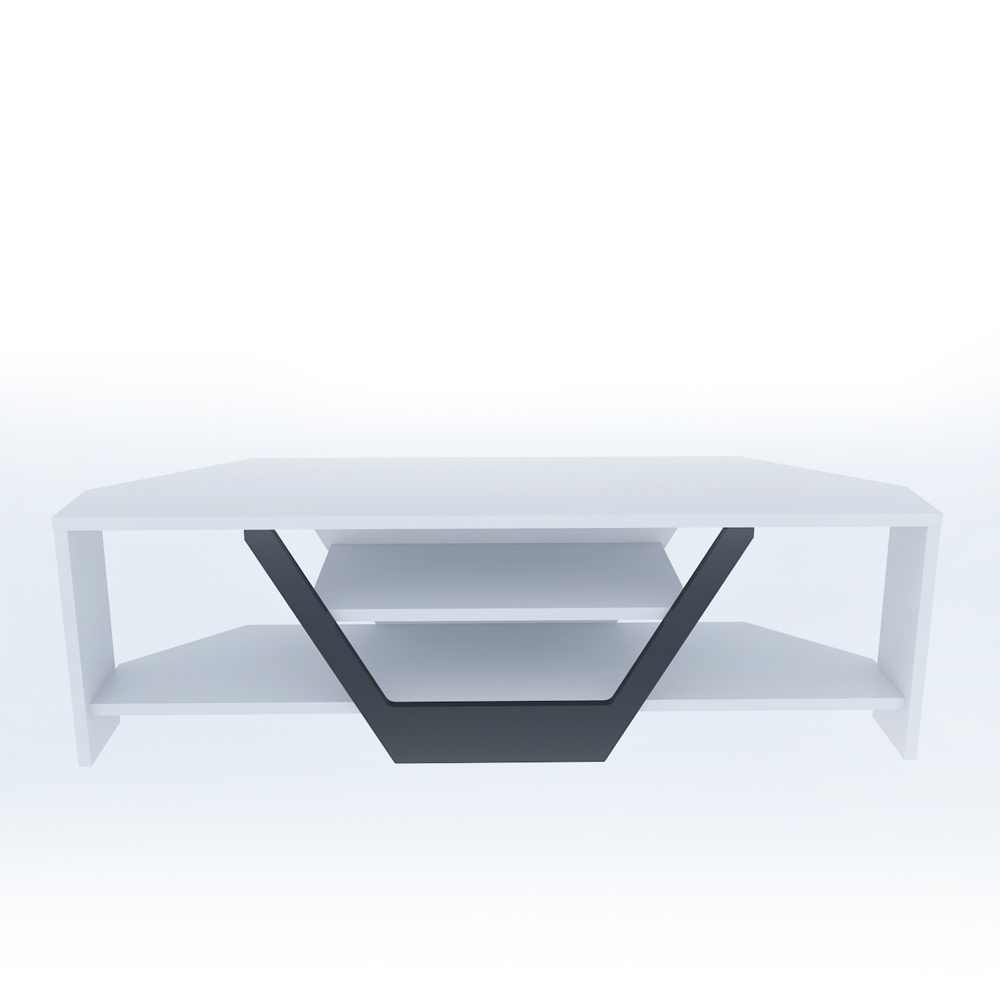 Decorotika Sares 2 Shelf White and Black Modern TV Unit Image 3