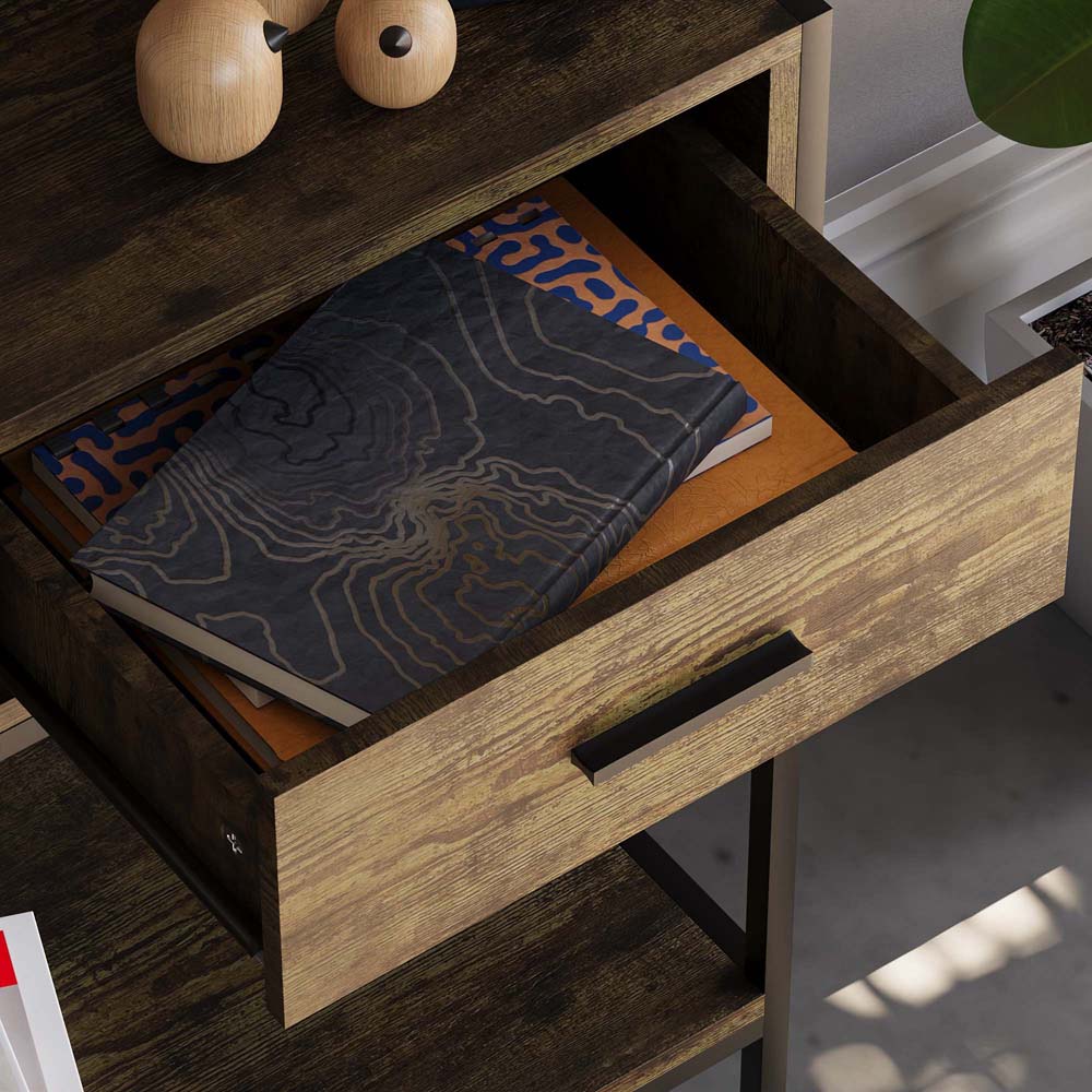 Vida Designs Brooklyn 2 Drawer Dark Wood Console Table Image 4