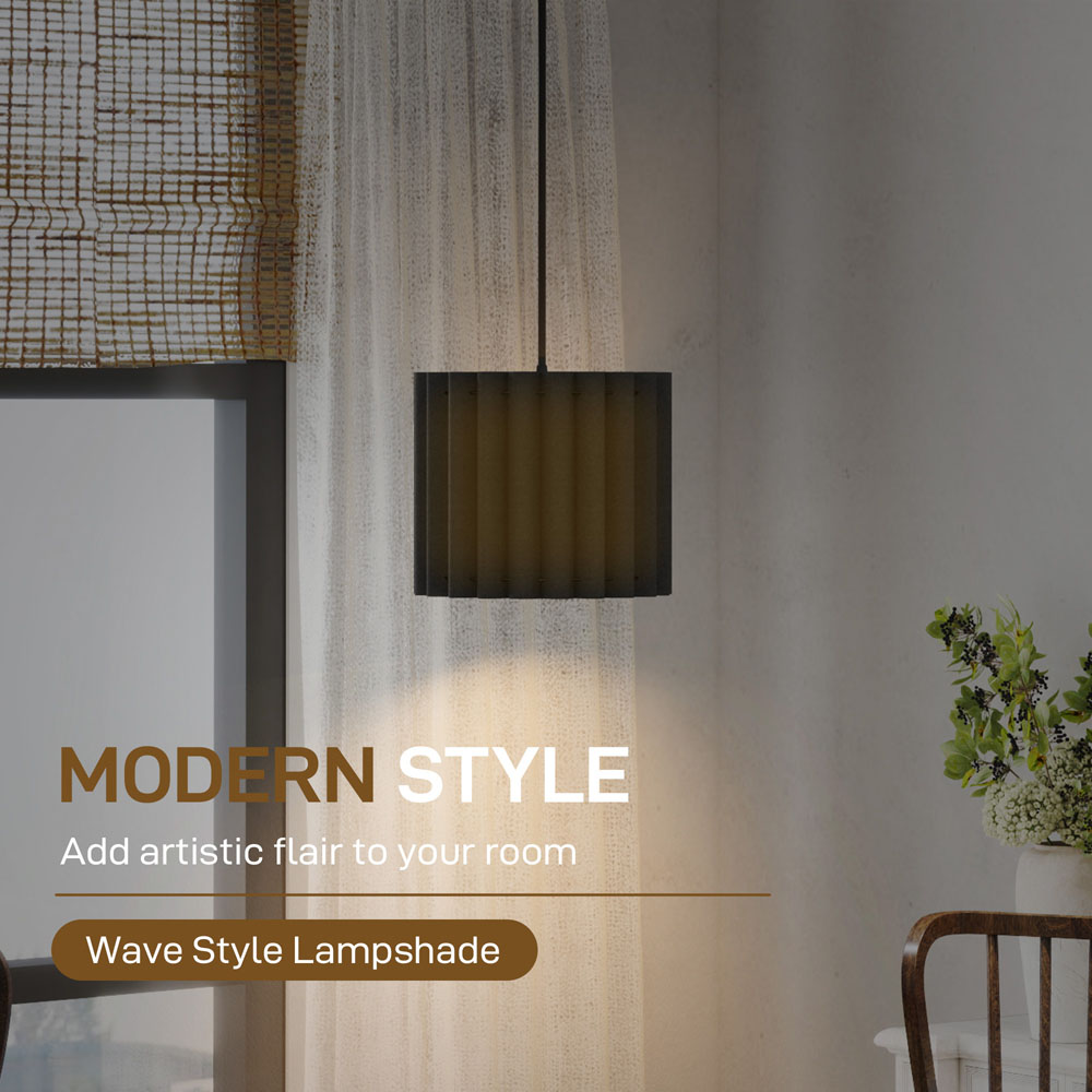 Portland Black Wave Linen Textured Shade Ceiling Lamp 178cm Image 8