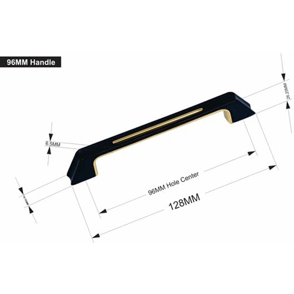 Golden Grace Black and Gold Finish Kappa Unique Design Cabinet Cupboard Pull Handle Set 96mm Image 2