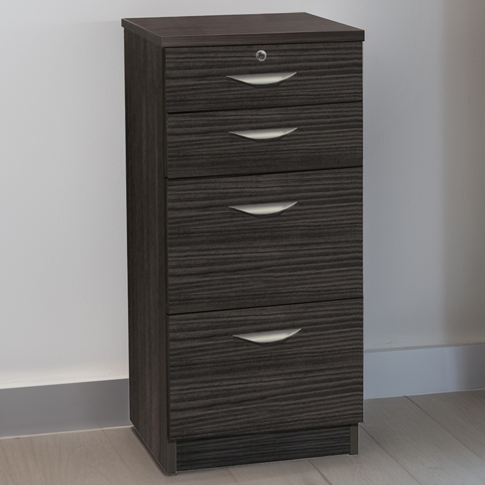 R White Cabinets 4 Drawer Black Filing Cabinet Image 1