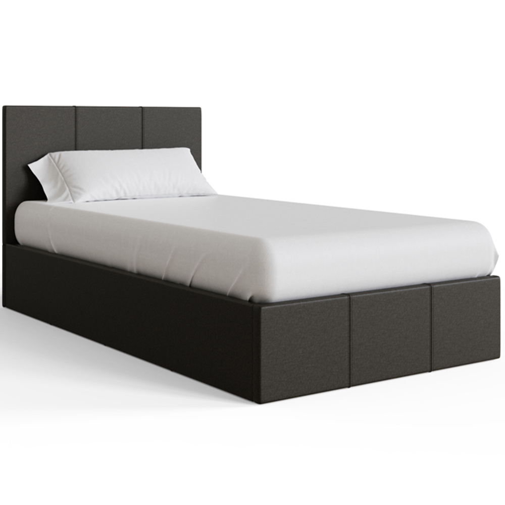 GFW Single Grey Hopsack Fabric End Lift Ottoman Bed with Bonnell Mattress Image 3